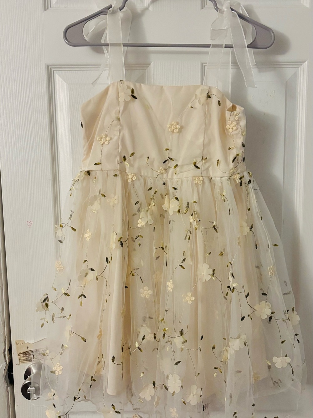 Ivory Floral Tulle Party Dress for Kids